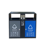 Recycling waste can metal trash can double stainless steel bin outdoor