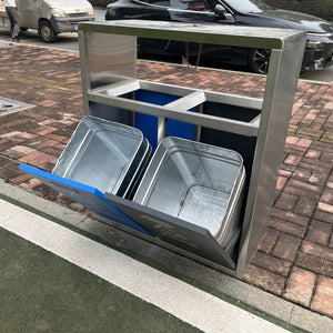 Outdoor stainless steel trashcans