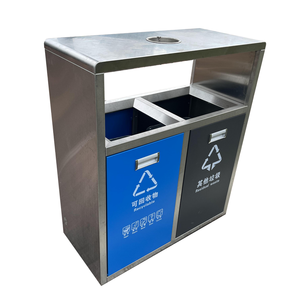 Outdoor stainless steel trashcans