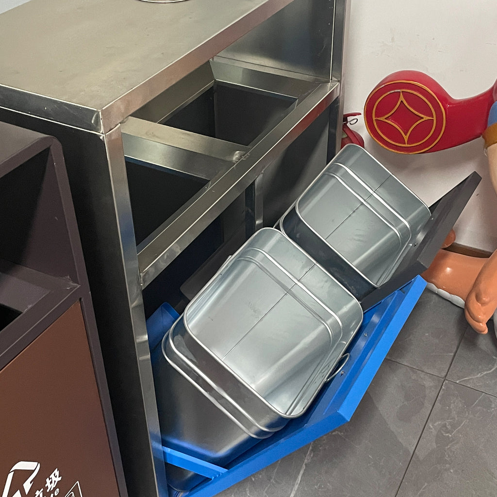 Outdoor stainless steel trashcans