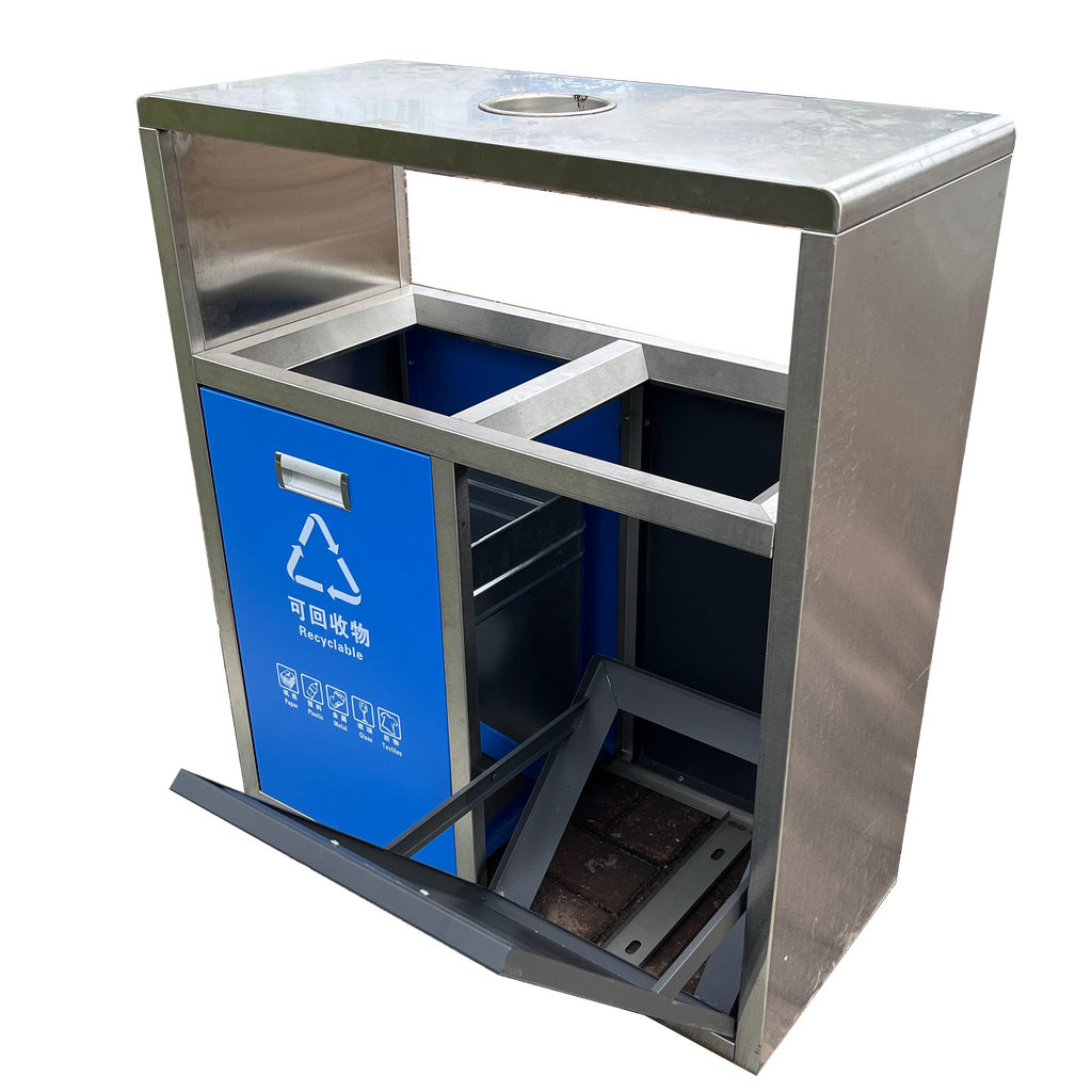 Outdoor stainless steel trashcans