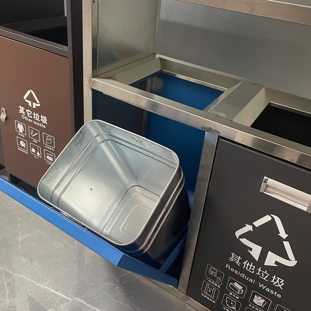 Outdoor stainless steel trashcans