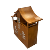 Outdoor metal and wood grain trash bin