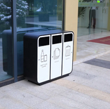 Metal outdoor trash bin