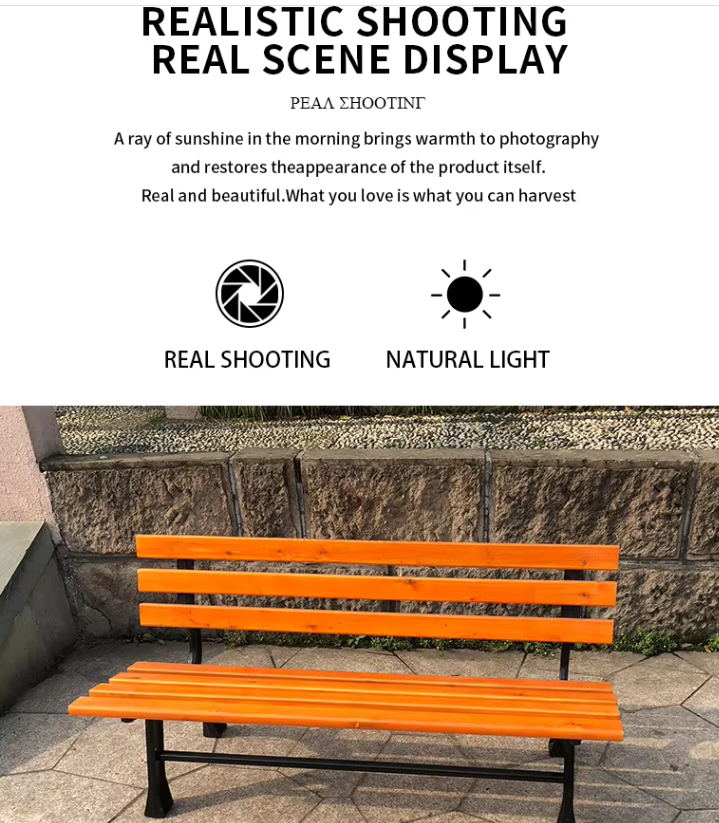 Park Chairs Outdoor Benches Anti-corrosive Plastic Wood Bench Bench Iron Long Patio Garden Chairs Row Chair Seats