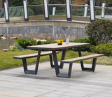 Outdoor Metal Structure Plastic Wood Table and Chair Set for Restaurant Dining and Gatherings