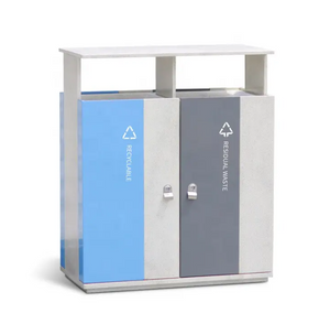 Street public metallic outdoor trash can recyclable litter bin