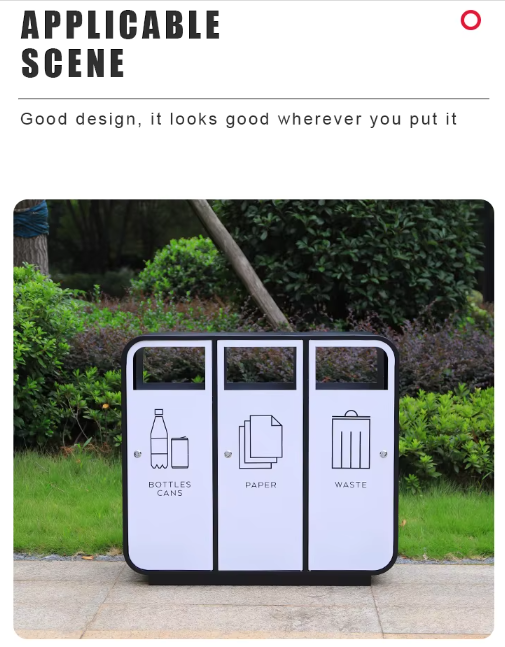 Metal outdoor trash bin