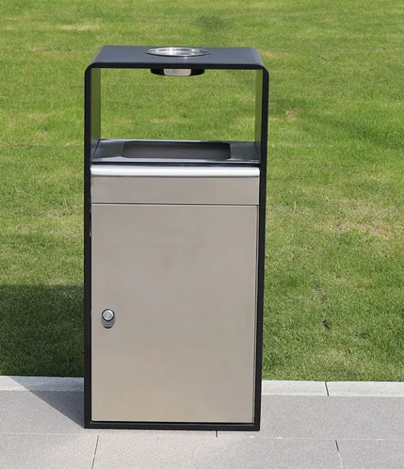 metal outdoor trash bin