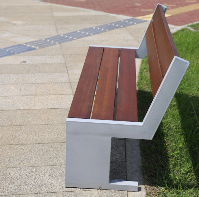 Heavy Duty Metal Urban Outdoor Seating Benches Knock-down Solid Wood Park Waiting Street Patio Benches