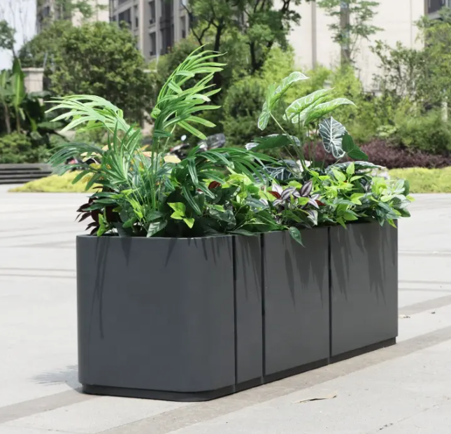 Street Metal Planters Planter Box Outdoor Ues Combinnation Flower Pots and Bench for Public Area