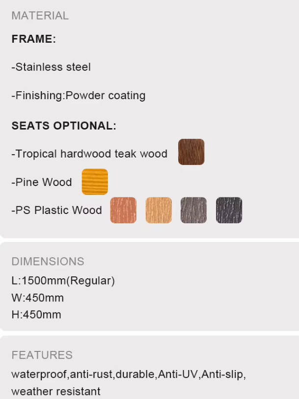 Wholesale Outdoor Park Bench Street Rest Long Benches Community Wooden Seating Bench for Public Use