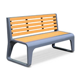 Wood and stainless steel chair garden seating bench
