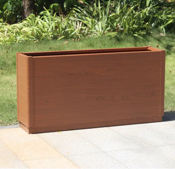 Rectangle Shape Flower Pots Glowing Garden Pots Large White Steel Planters for Outdoor Plant