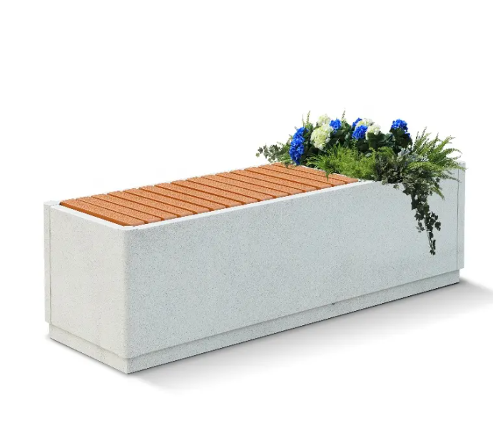 Street Metal Planters Planter Box Outdoor Ues Combinnation Flower Pots and Bench for Public Area