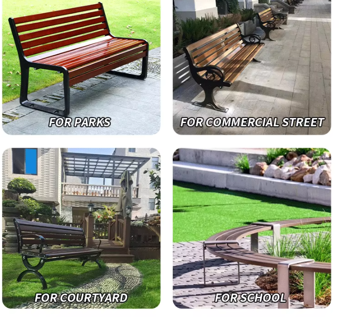 Park Chairs Outdoor Benches Anti-corrosive Plastic Wood Bench Bench Iron Long Patio Garden Chairs Row Chair Seats