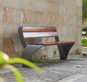 Modern Park Bench Outdoor Stainless Steel Leisure Wooden Garden Bench Stainless Steel Outdoor Bench Seat with Backrest