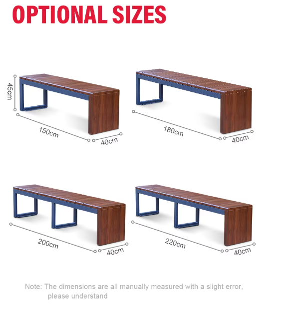 Outdoor garden bench full metal wood grain bench