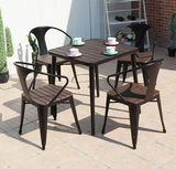 Commercial Cafe Table and Chair Aluminum Table Set Outdoor Plastic Rectangle Dining Tables for 4-6 Seats