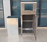 Freestanding Wooden Garbage Can - Outdoor Wooden Trash Bin for Public Area Waste Container