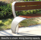 Modern Park Bench Outdoor Stainless Steel Leisure Wooden Garden Bench Stainless Steel Outdoor Bench Seat with Backrest