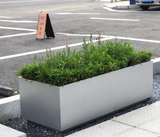 High quality outside rectangle white stainless steel flower pot home decoration outdoor planters long large flower pots for sale