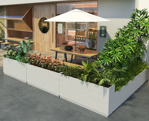 Rectangle Shape Flower Pots Glowing Garden Pots Large White Steel Planters for Outdoor Plant