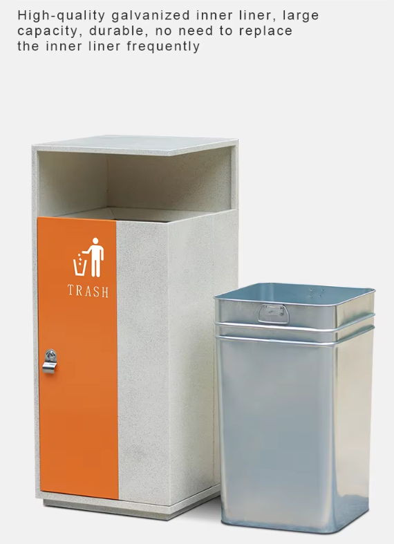 Street public metallic outdoor trash can recyclable litter bin