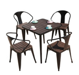 Commercial Cafe Table and Chair Aluminum Table Set Outdoor Plastic Rectangle Dining Tables for 4-6 Seats