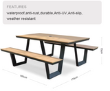 Picnic Tables Outdoor PS Wood Aluminium for Restaurant Outdoor Folding Tables and Chairs Outside Patio Table Set for Event