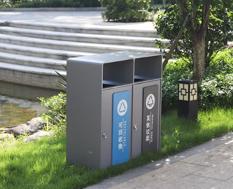 Outdoor waste trash can metal litter bins