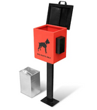 Metal trash bin galvanized steel pet trash can vintage metal dustbin outdoor for pet dog waste with lid