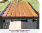 Modern Design Plastic Wood Patio Table Set with Metal Structure Outdoor Restaurant Garden Table and Chair for 6