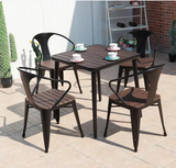 Commercial Cafe Table and Chair Aluminum Table Set Outdoor Plastic Rectangle Dining Tables for 4-6 Seats