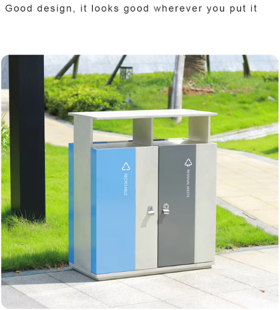 Street public metallic outdoor trash can recyclable litter bin