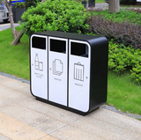 Metal outdoor trash bin