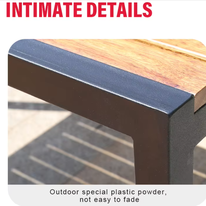 Modern Design Plastic Wood Patio Table Set with Metal Structure Outdoor Restaurant Garden Table and Chair for 6