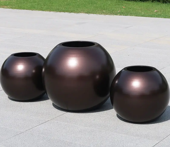 HOT Round Shape Aluminium Planter High Quality Planter Box White Flower Pot