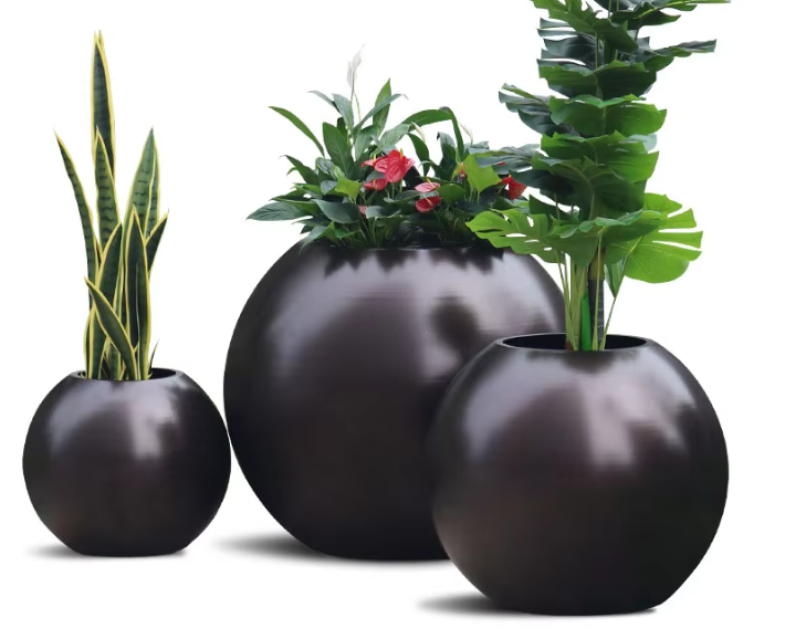 HOT Round Shape Aluminium Planter High Quality Planter Box White Flower Pot