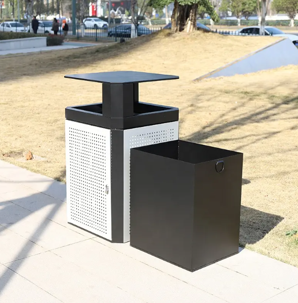 Outdoor trash can for public area 35-40Gal metal trash bin