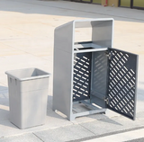 Modern Design Grey Outdoor Trash Bin Metal Garbage Can with Power Coating for Urban Street