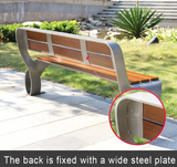 Modern Park Bench Outdoor Stainless Steel Leisure Wooden Garden Bench Stainless Steel Outdoor Bench Seat with Backrest