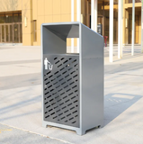 Modern Design Grey Outdoor Trash Bin Metal Garbage Can with Power Coating for Urban Street