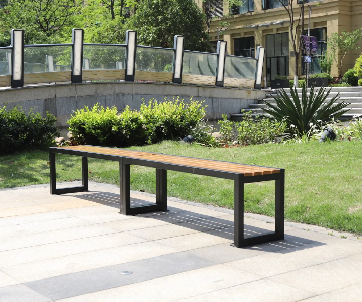 Modern Park Seating Wooden Sitting Benches Cheap Chair Outdoor Teak Wood Dinner Bench Seat Metal Dining Chairs and Table Set