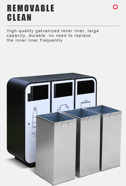 Metal outdoor trash bin