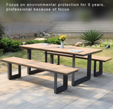 Outdoor Picnic Table Aluminum Table Set Plastic Wood Garden Table for Event Resort Hotel Club