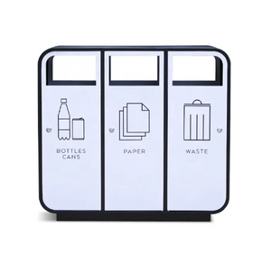 Metal outdoor trash bin