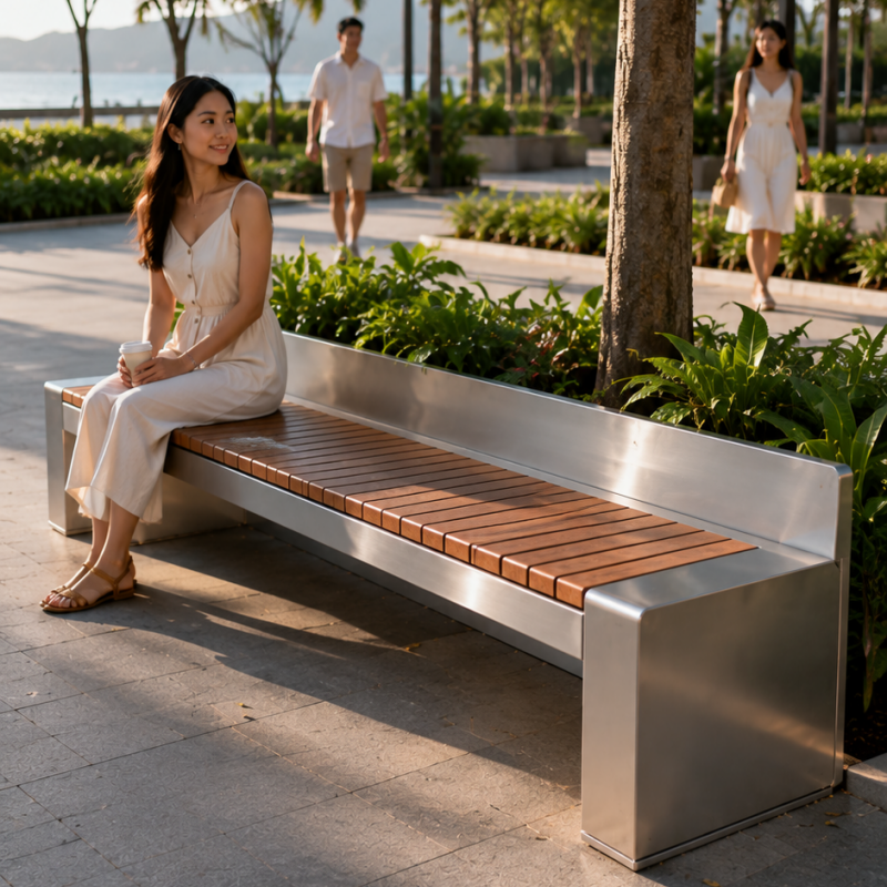 Outdoor park bench