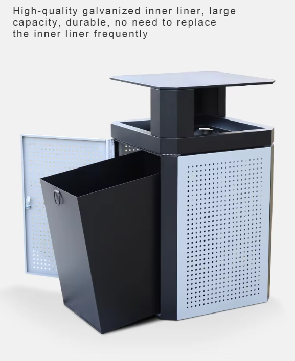 Outdoor trash can for public area 35-40Gal metal trash bin