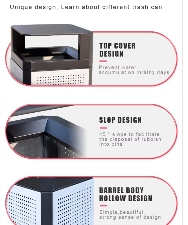 Outdoor trash can for public area 35-40Gal metal trash bin